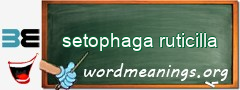 WordMeaning blackboard for setophaga ruticilla